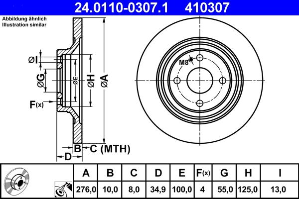 ATE 24.0110-0307.1 - Brake Disc autospares.lv