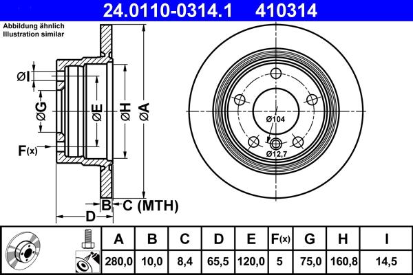 ATE 24.0110-0314.1 - Brake Disc autospares.lv