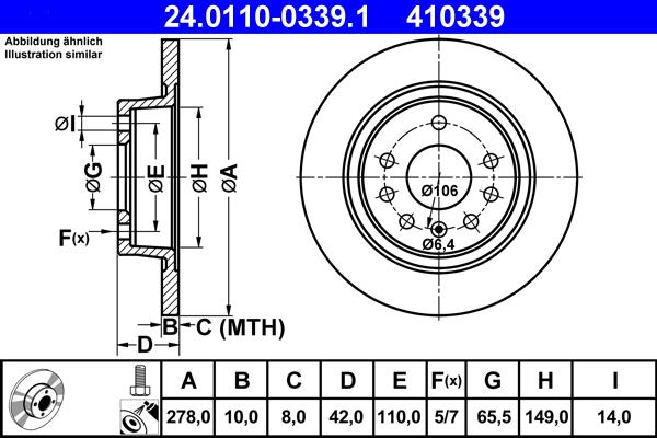 ATE 24.0110-0339.1 - Brake Disc autospares.lv