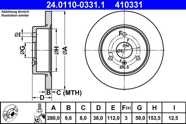 ATE 24.0110-0331.1 - Brake Disc autospares.lv