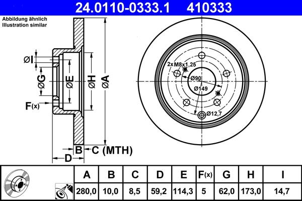 ATE 24.0110-0333.1 - Brake Disc autospares.lv