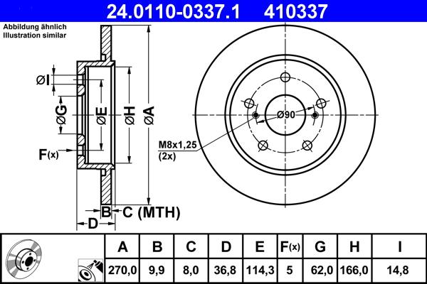 ATE 24.0110-0337.1 - Brake Disc autospares.lv