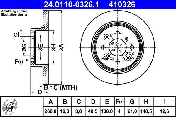 ATE 24.0110-0326.1 - Brake Disc autospares.lv