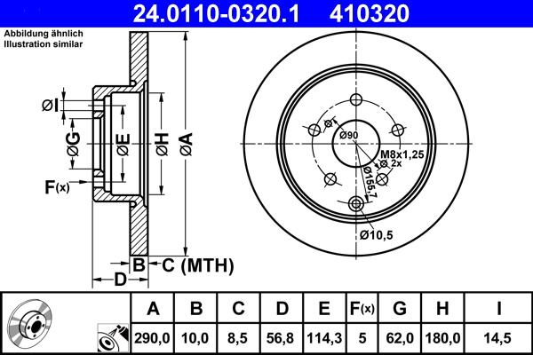 ATE 24.0110-0320.1 - Brake Disc autospares.lv