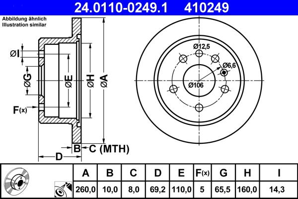 ATE 24.0110-0249.1 - Brake Disc autospares.lv