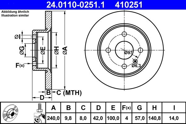 ATE 24.0110-0251.1 - Brake Disc autospares.lv