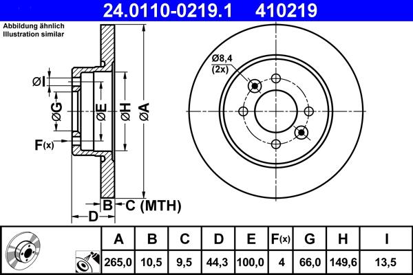 ATE 24.0110-0219.1 - Brake Disc autospares.lv