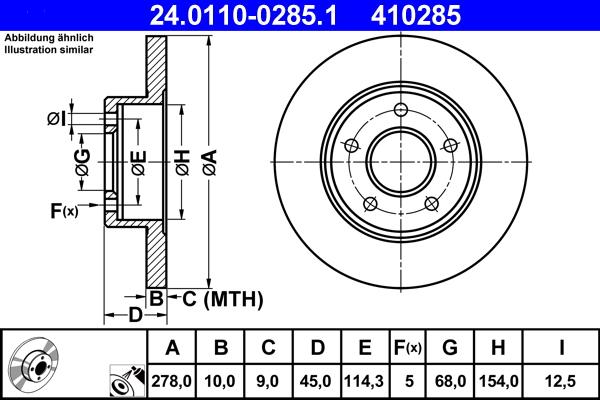 ATE 24.0110-0285.1 - Brake Disc autospares.lv