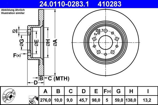 ATE 24.0110-0283.1 - Brake Disc autospares.lv