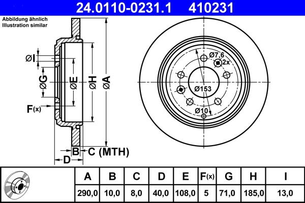 ATE 24.0110-0231.1 - Brake Disc autospares.lv