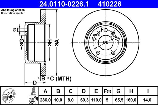 ATE 24.0110-0226.1 - Brake Disc autospares.lv