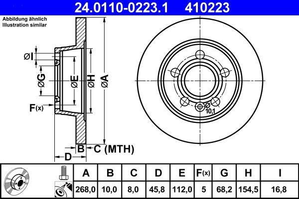 ATE 24.0110-0223.1 - Brake Disc autospares.lv