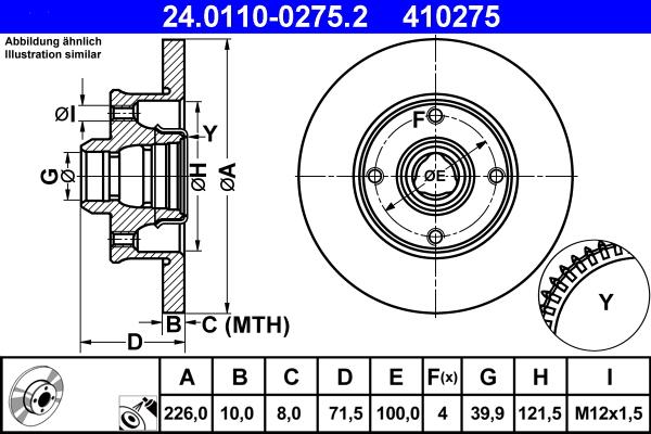 ATE 24.0110-0275.2 - Brake Disc autospares.lv