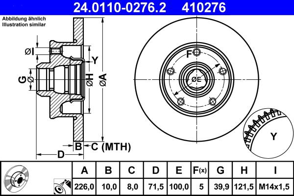 ATE 24.0110-0276.2 - Brake Disc autospares.lv