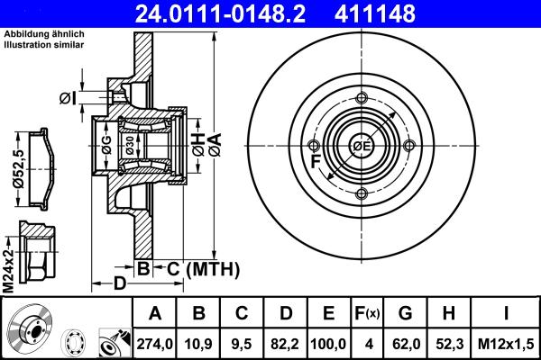 ATE 24.0111-0148.2 - Brake Disc autospares.lv