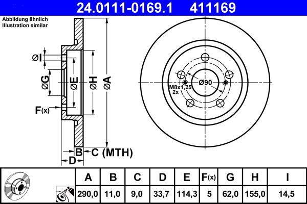 ATE 24.0111-0169.1 - Brake Disc autospares.lv