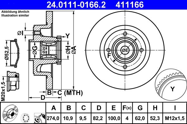 ATE 24.0111-0166.2 - Brake Disc autospares.lv