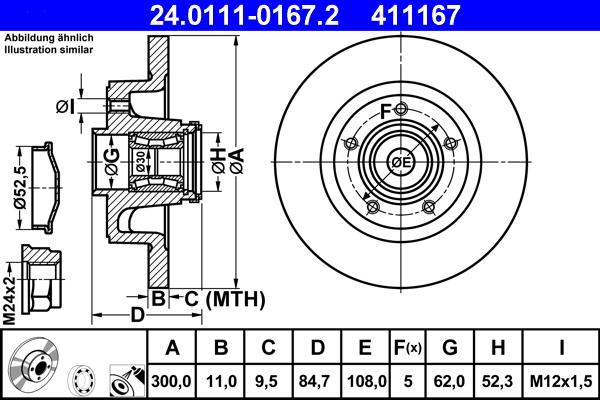 ATE 24.0111-0167.2 - Brake Disc autospares.lv