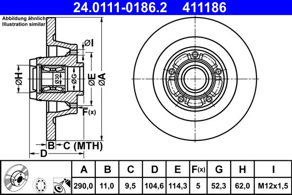 ATE 24.0111-0186.2 - Brake Disc autospares.lv