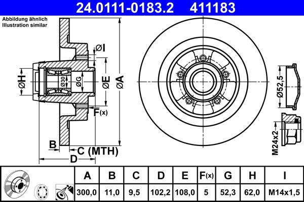 ATE 24.0111-0183.2 - Brake Disc autospares.lv