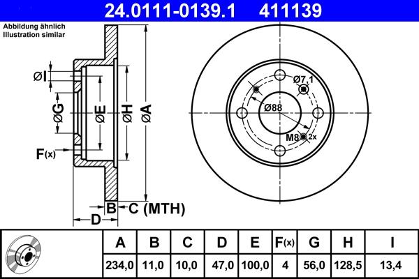 ATE 24.0111-0139.1 - Brake Disc autospares.lv