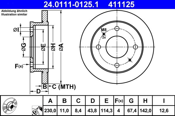 ATE 24.0111-0125.1 - Brake Disc autospares.lv