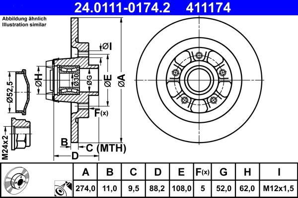 ATE 24.0111-0174.2 - Brake Disc autospares.lv