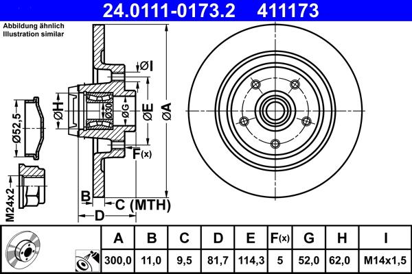 ATE 24.0111-0173.2 - Brake Disc autospares.lv