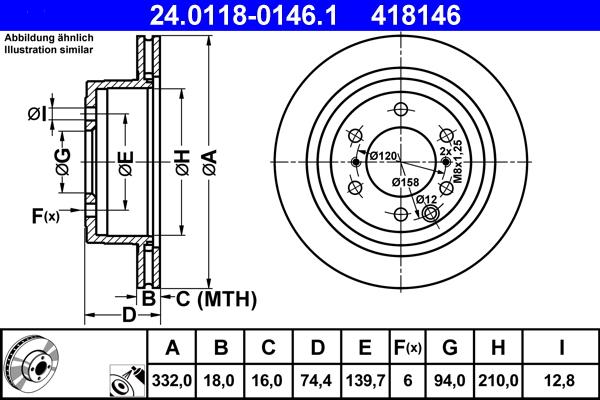 ATE 24.0118-0146.1 - Brake Disc autospares.lv