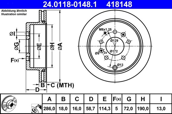 ATE 24.0118-0148.1 - Brake Disc autospares.lv