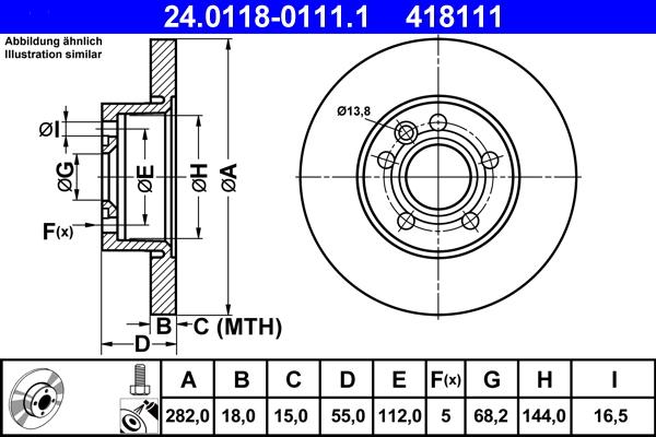 ATE 24.0118-0111.1 - Brake Disc autospares.lv