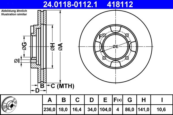 ATE 24.0118-0112.1 - Brake Disc autospares.lv