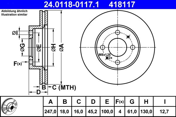 ATE 24.0118-0117.1 - Brake Disc autospares.lv