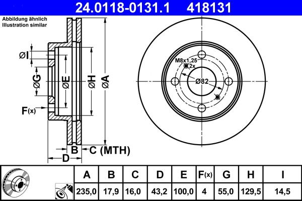 ATE 24.0118-0131.1 - Brake Disc autospares.lv