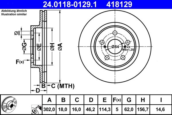 ATE 24.0118-0129.1 - Brake Disc autospares.lv