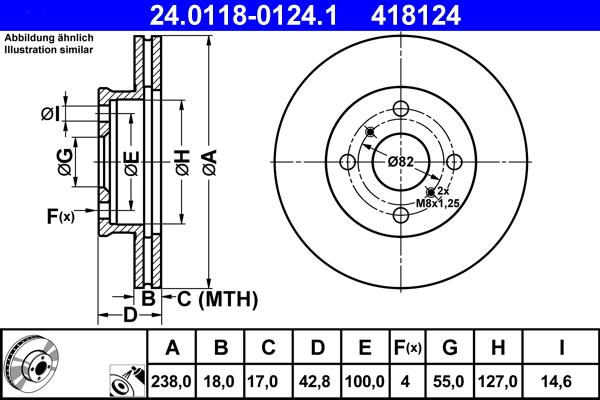 ATE 24.0118-0124.1 - Brake Disc autospares.lv