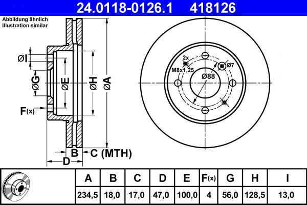 ATE 24.0118-0126.1 - Brake Disc autospares.lv