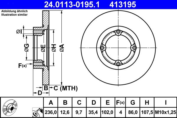 ATE 24.0113-0195.1 - Brake Disc autospares.lv