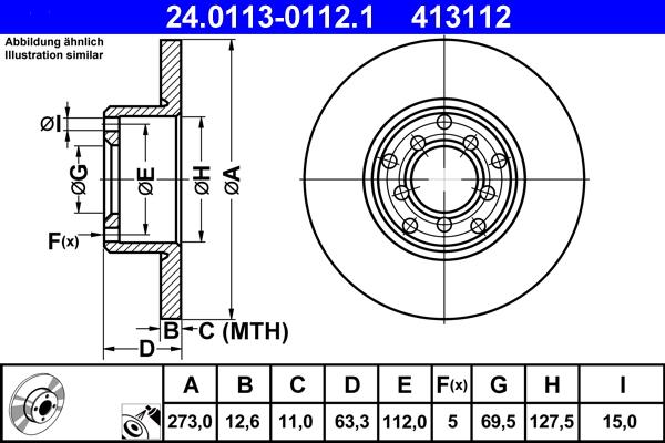 ATE 24.0113-0112.1 - Brake Disc autospares.lv