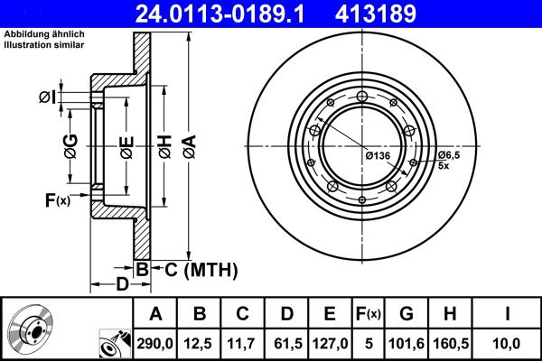 ATE 24.0113-0189.1 - Brake Disc autospares.lv