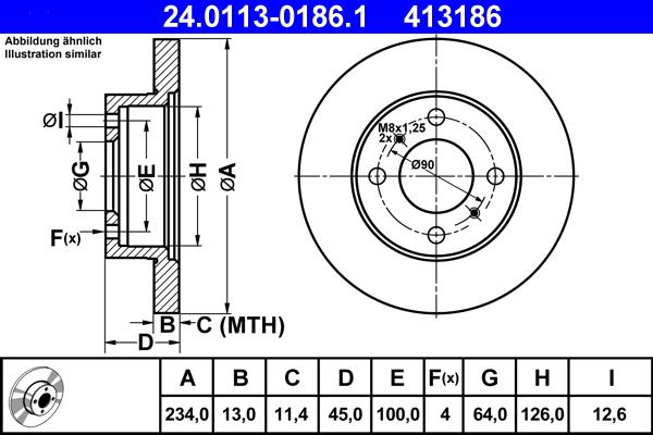 ATE 24.0113-0186.1 - Brake Disc autospares.lv