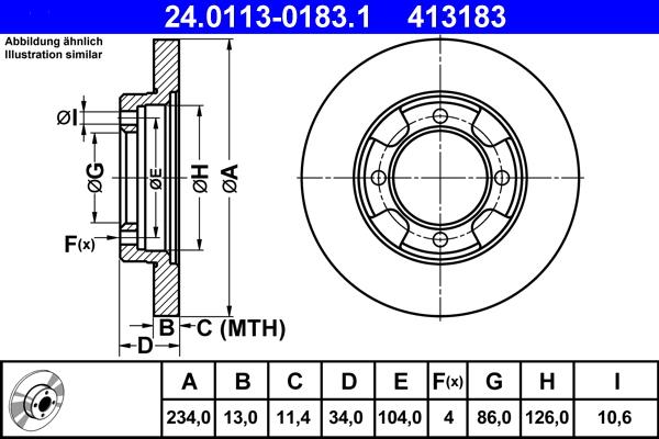 ATE 24.0113-0183.1 - Brake Disc autospares.lv