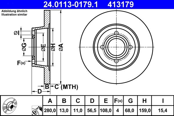 ATE 24.0113-0179.1 - Brake Disc autospares.lv