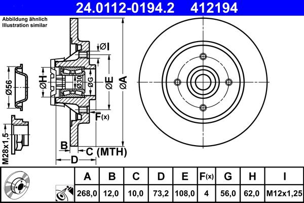 ATE 24.0112-0194.2 - Brake Disc autospares.lv