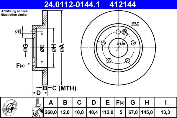 ATE 24.0112-0144.1 - Brake Disc autospares.lv