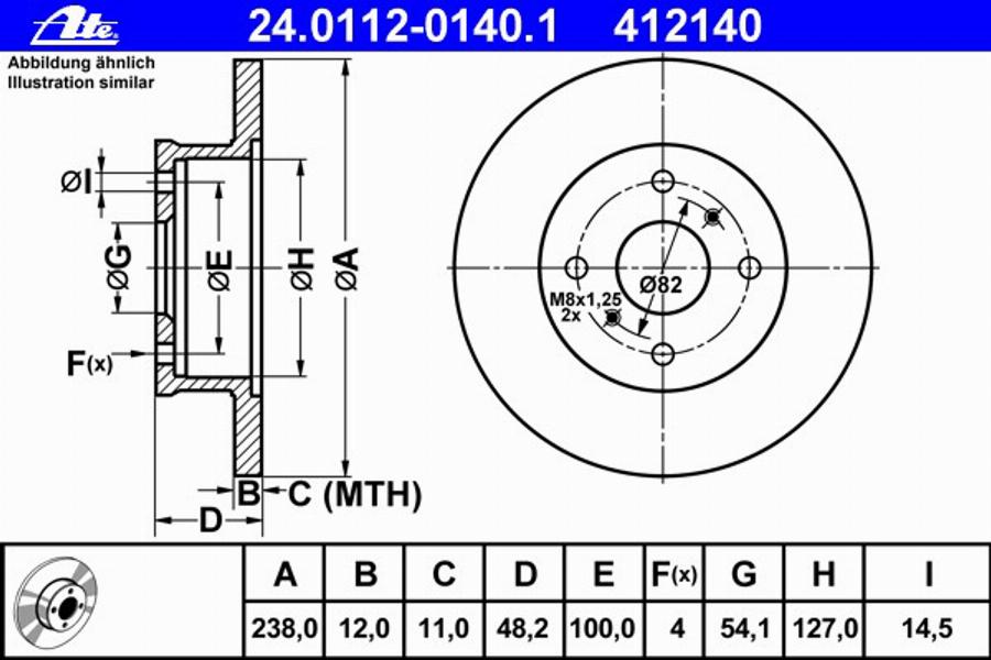 ATE 24 0112 0140 1 - Brake Disc autospares.lv