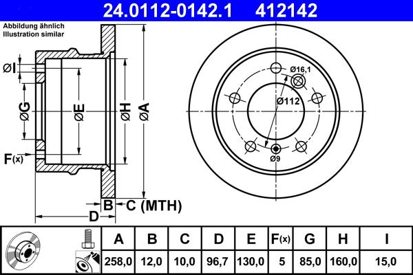 ATE 24.0112-0142.1 - Brake Disc autospares.lv