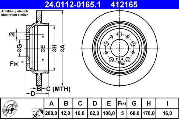 ATE 24.0112-0165.1 - Brake Disc autospares.lv