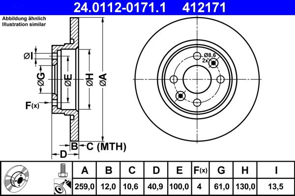 ATE 24.0112-0171.1 - Brake Disc autospares.lv