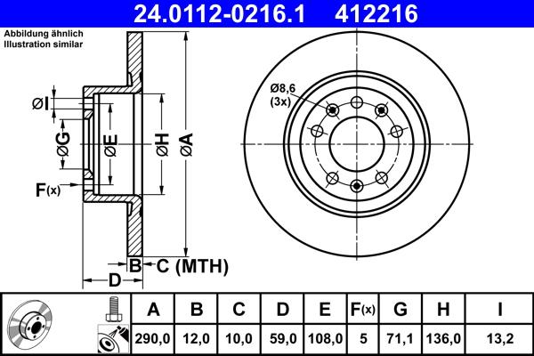 ATE 24.0112-0216.1 - Brake Disc autospares.lv